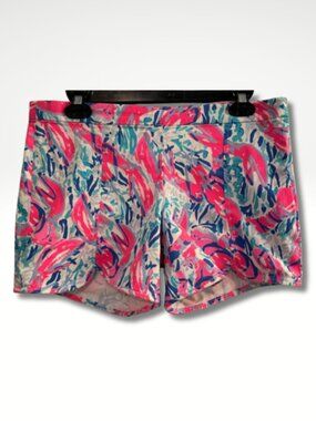 Lilly Pulitzer | Hazelle Stretch Short | Cosmic Coral Cracked Up | Size 10